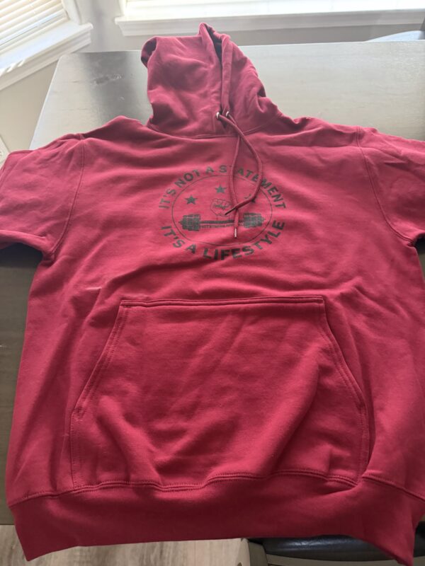 Burgundy Sweat Shirt with Black Get Strong Logo on the Front