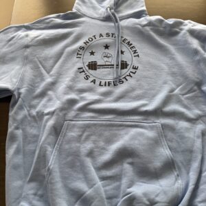 Grey Sweat Shirt with Black Get Strong Apparel Logo on the front.